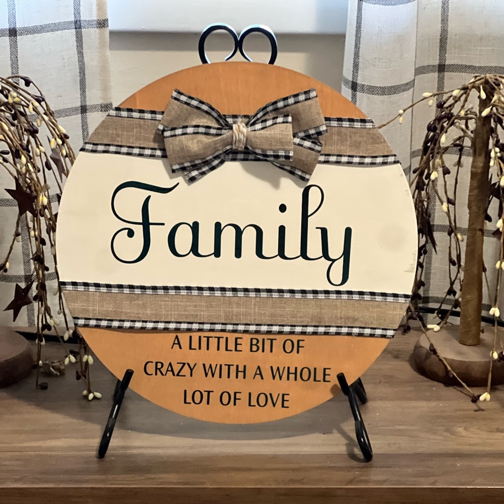 Rustic Family Plaque with Bow